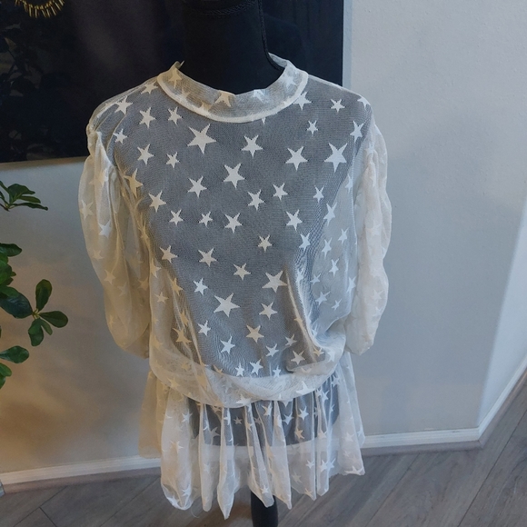 The Curve by Judani Beautiful Mesh lightweight Blouse Plus Size 3X - Picture 11 of 11